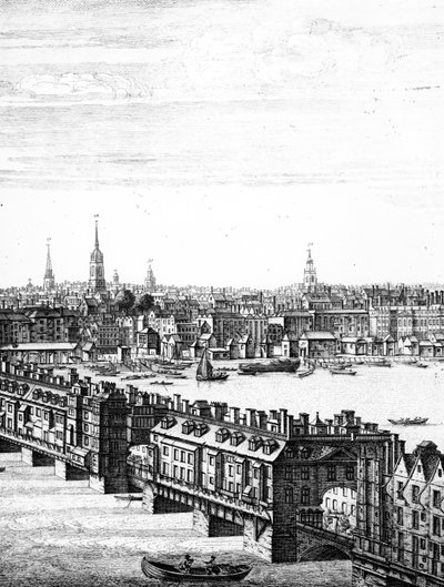 View of Old London Bridge by English School